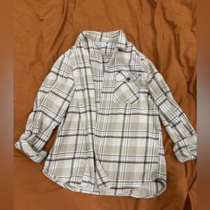 FRYE AND CO. Kids Plaid Button-Down Shirt in Cream and Brown